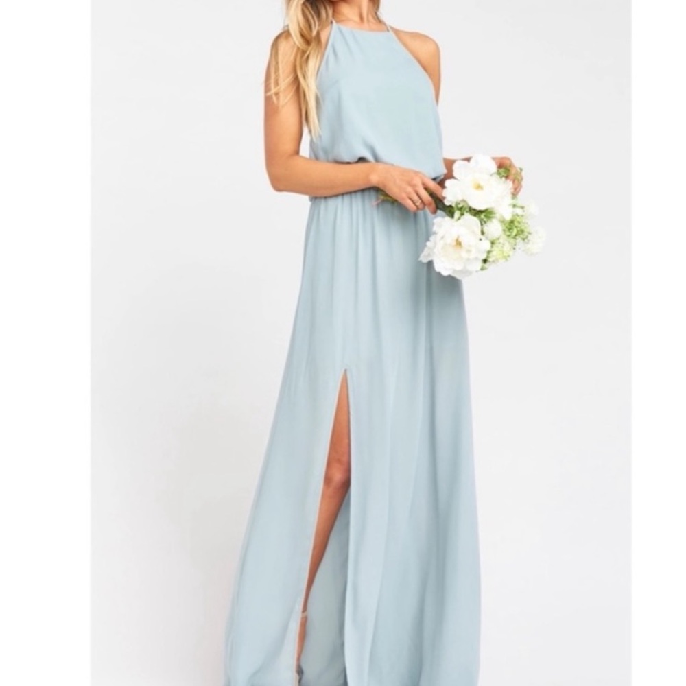 Show Me Your MuMu Silver Sage Crisp Heather
Halter Dress Maxi Gown